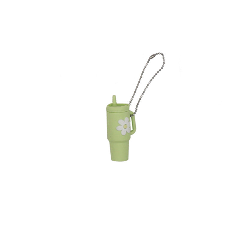 Wholesale Small Flower Soft Plastic Cup Mini Cute Milk Tea Cup Keychain Cup Hanging Chain ACC-KC-MeiTE001