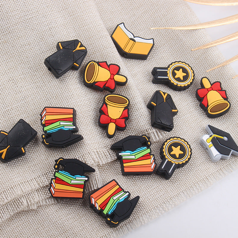 Wholesale 10pcs Graduation Season Cartoon Silicone Focus Beads DIY Beading Accessories ACC-BDS-GuangTian014