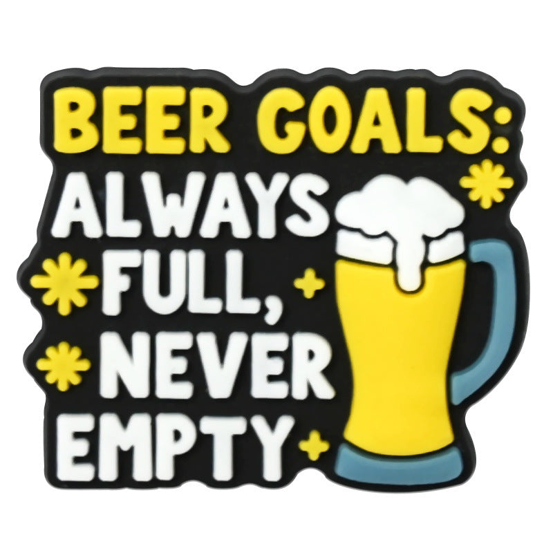 Wholesale  Random 100pcs e-commerce beer festival phrase series of clogs PVC Soft Rubber Shoe Buckle Decoration