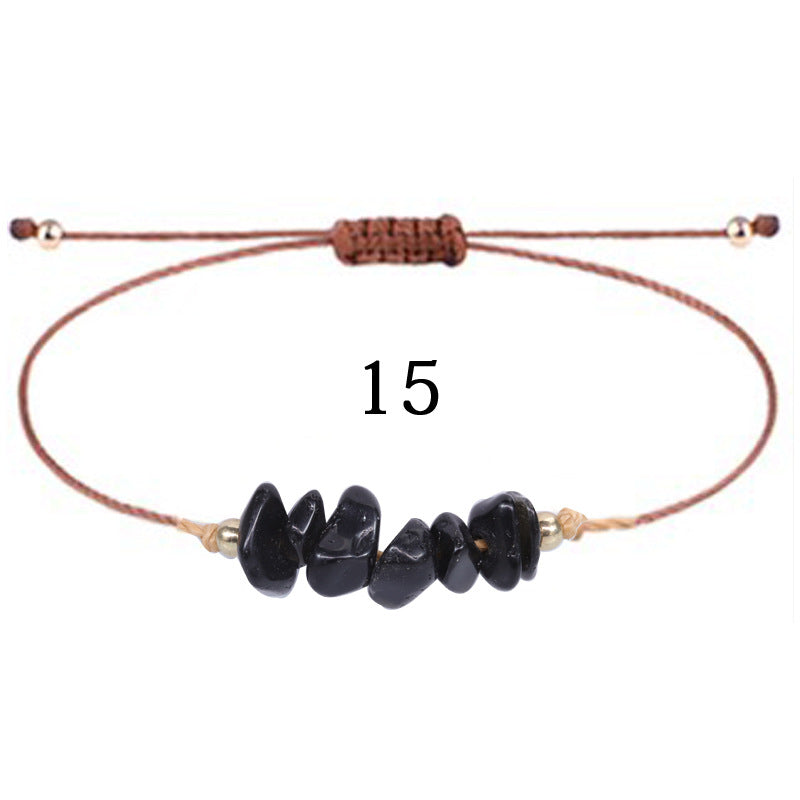 Wholesale  gravel bracelet irregular raw paraffin braided bracelet