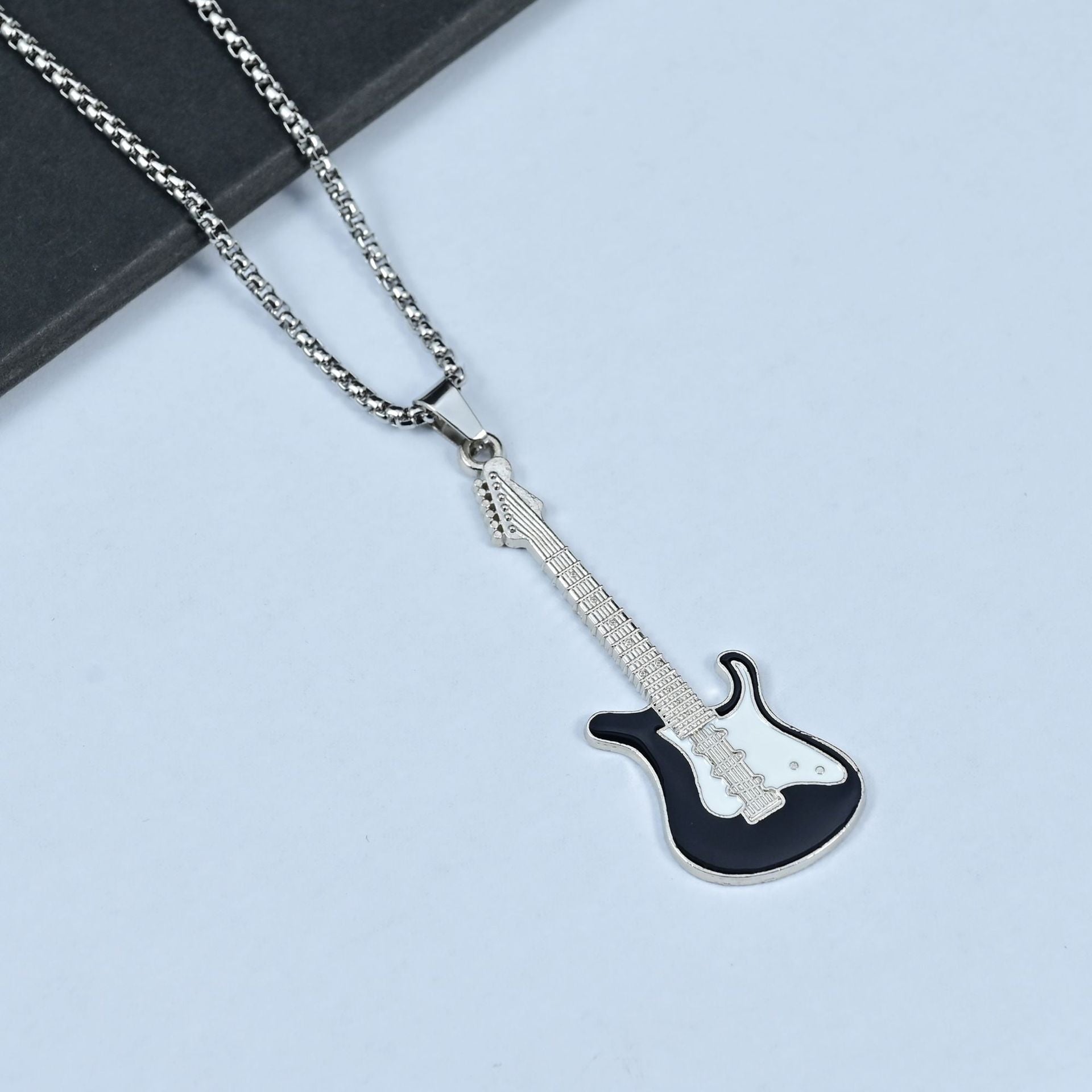 Wholesale Stainless Steel Men S Electric Guitar Pendant Necklace Hip Hop Music Jewelry Fashion Gift