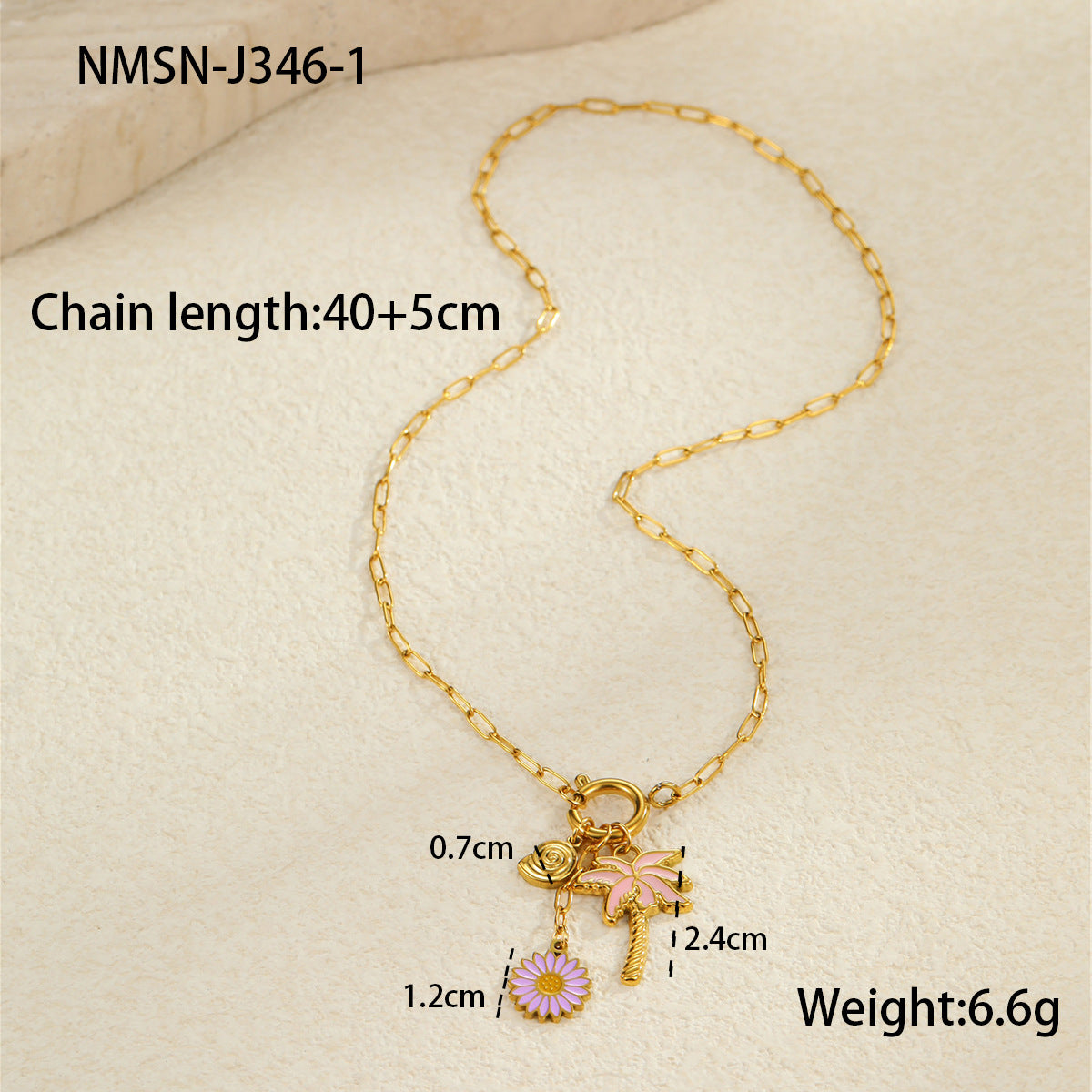 Wholesale Ocean Style Vacation Beach Conch Flower Stainless Steel Necklace