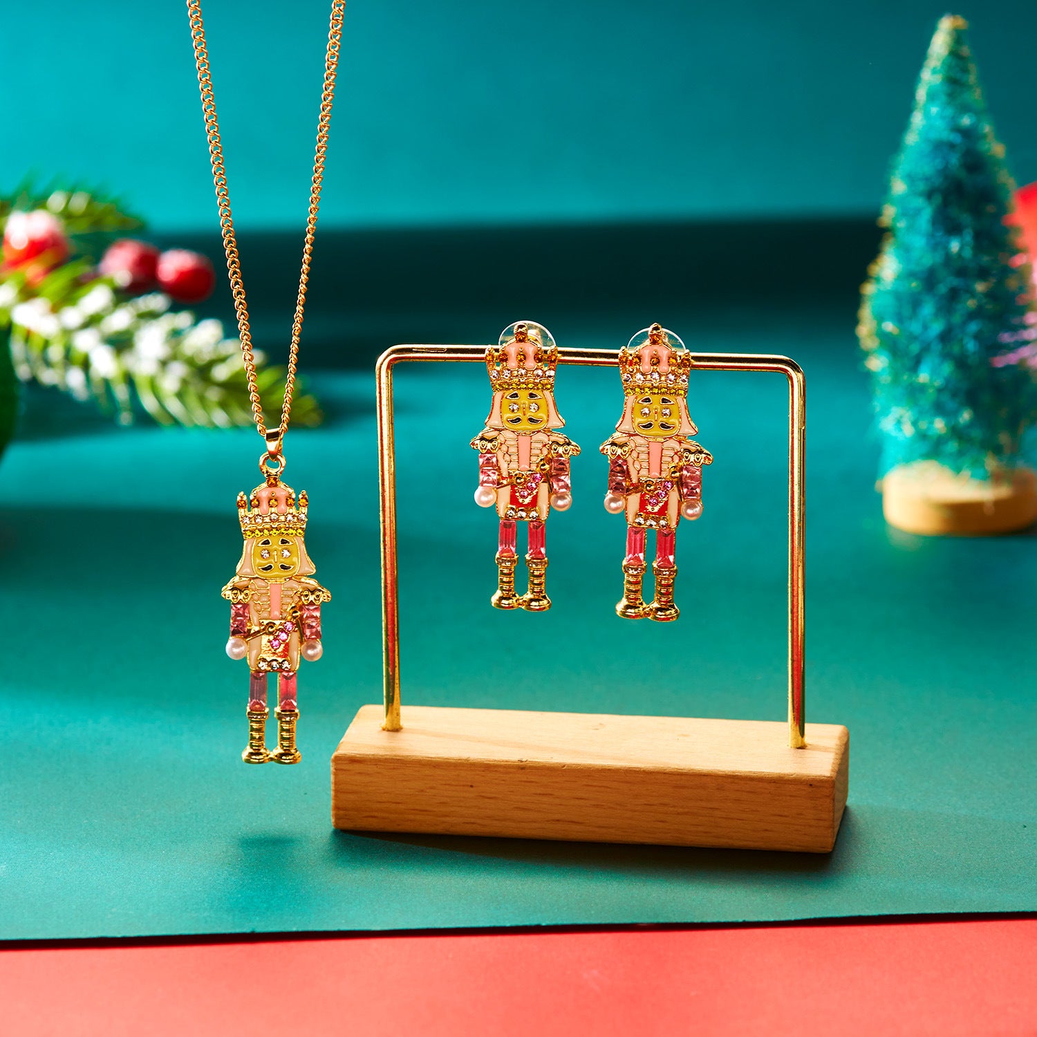 Wholesale Christmas Nutcracker Soldier Earring Necklace Set