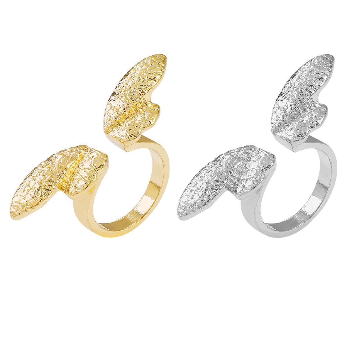Wholesale Exaggerated  Design Antler Wings Opening Ring Two-piece Simple  Ring