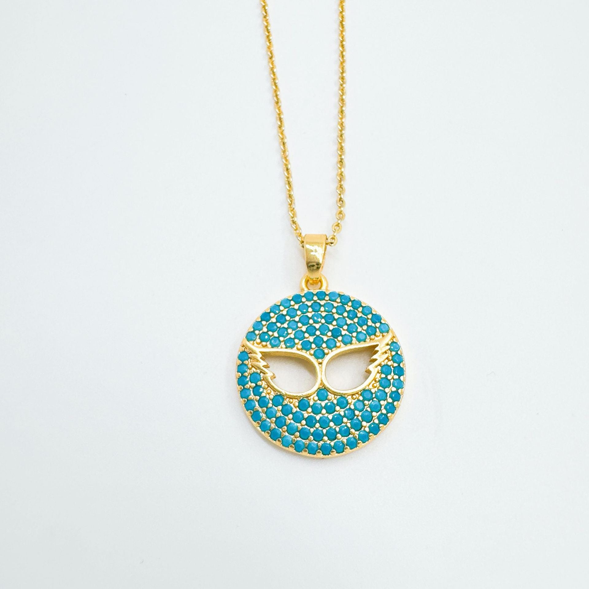 Wholesale Gold Plated Copper Evil Eye Geometric Pendant Necklace,  Fashion Jewelry Accessory for Women