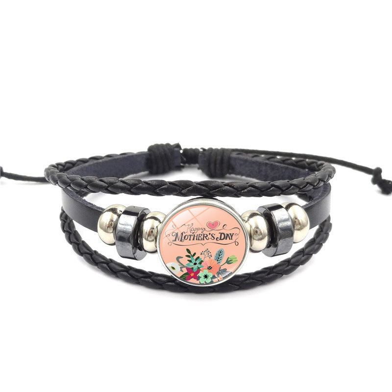 Wholesale Mother's Day  vintage punk style multi-layer beaded woven bracelet