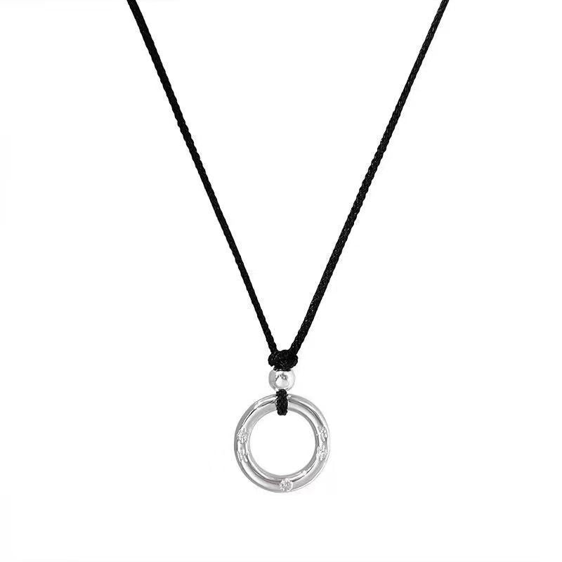 Wholesale Hand Knitted Peace Pendant Necklace For Women Red Alloy Geometric Chain Stylish Layering Jewelry