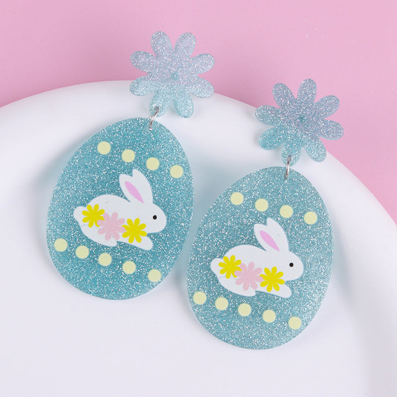 Wholesale 2PCS Acrylic Easter Bunny Egg Earrings