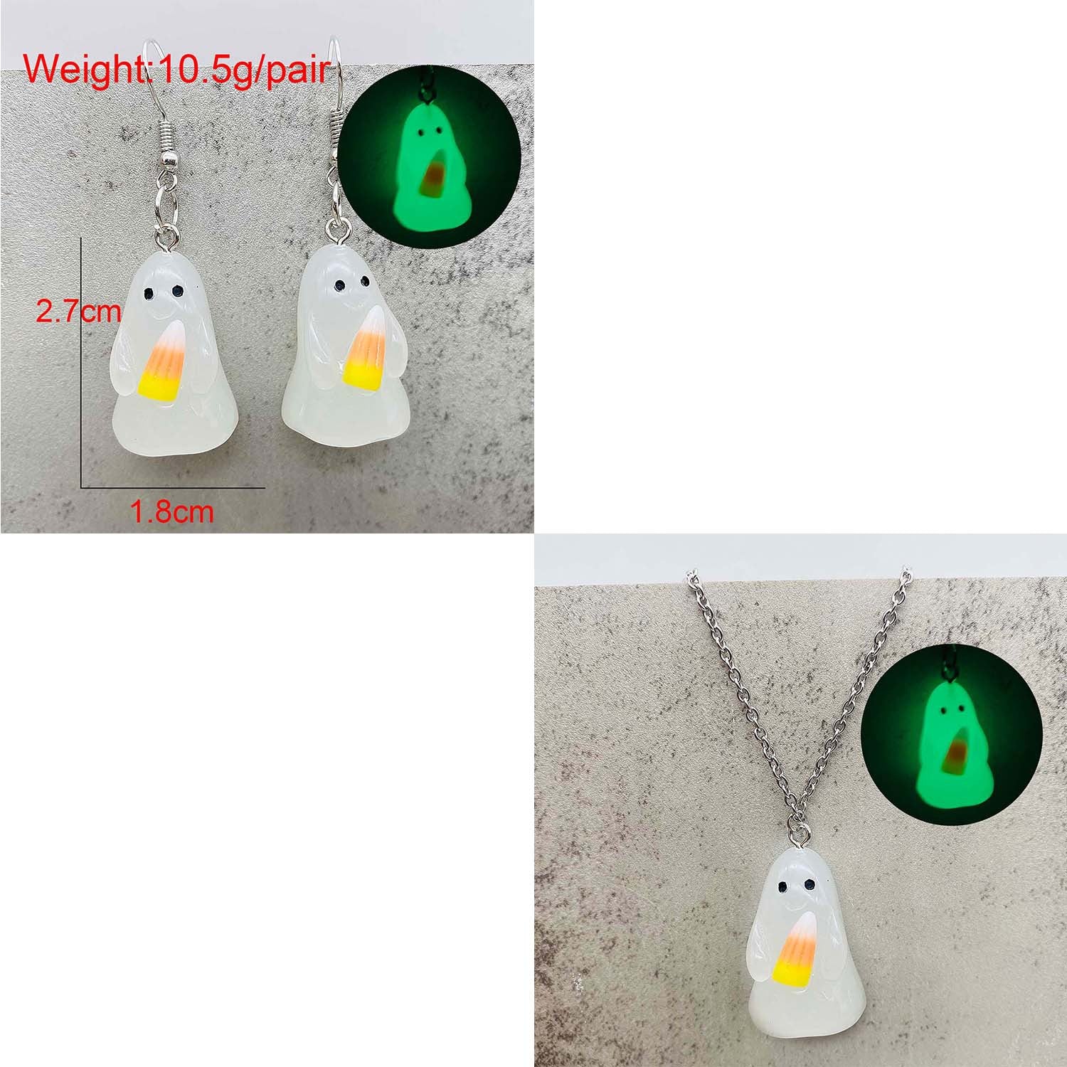 Wholesale Halloween 3D Luminous Ghost Pumpkin Earrings Necklace Sets ACC-ES-ChenY032