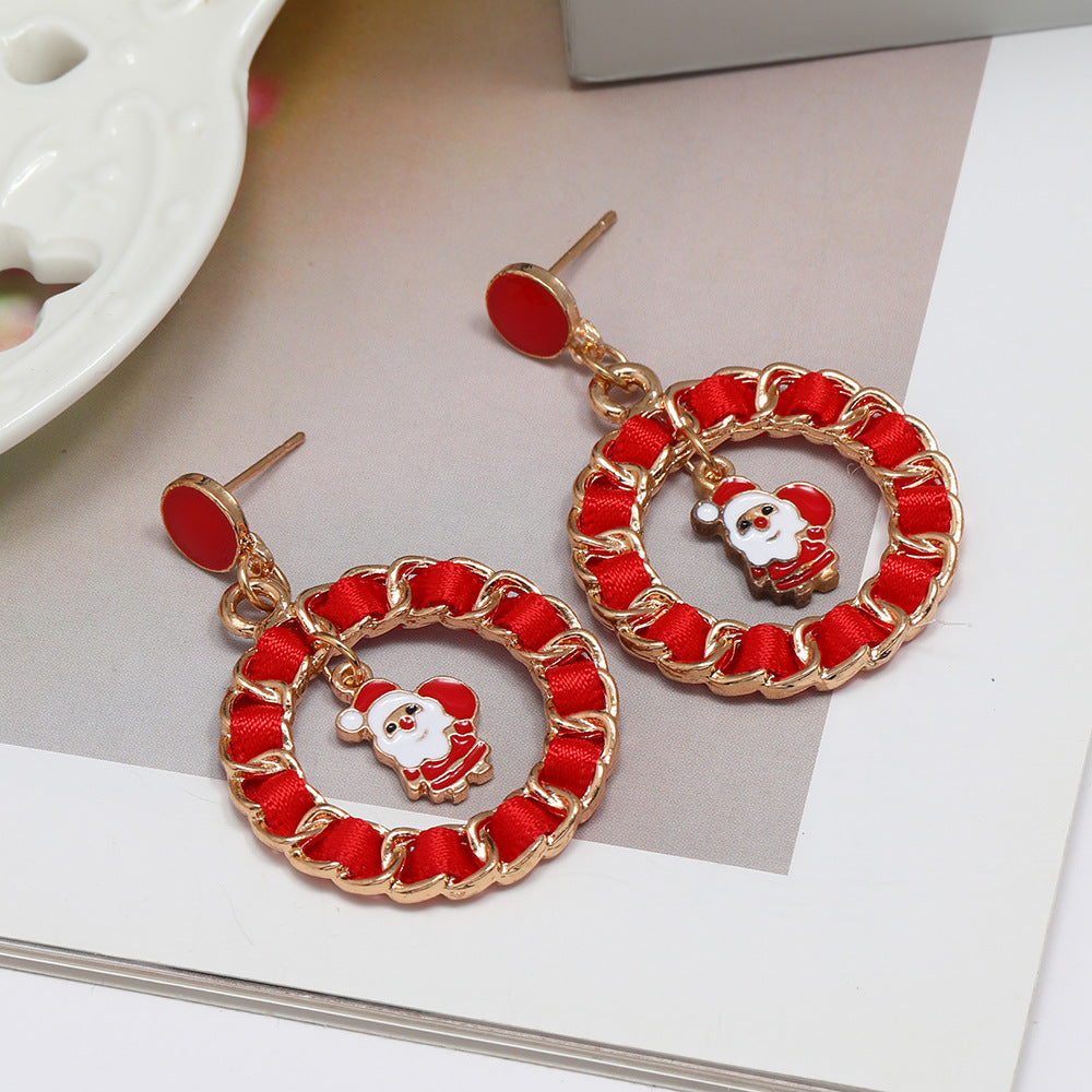 Wholesale Christmas Earrings Metal Oil Drop Ring Bell Christmas Tree Earrings ACC-ES-DingZhou003