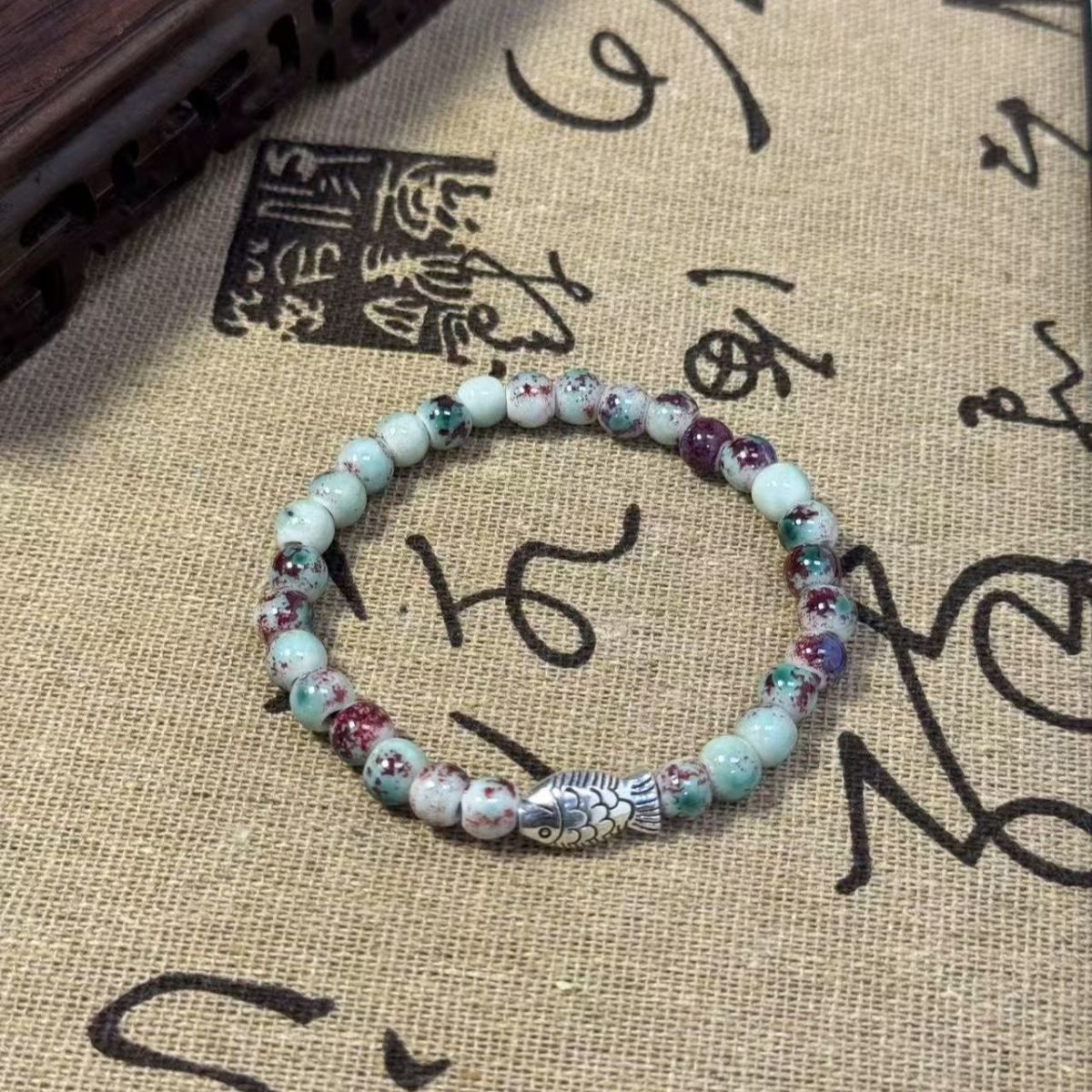 Wholesale Leaf Design Ceramic Beaded Bracelet - Trendy Unisex Fashion Accessory for Boutique Resale