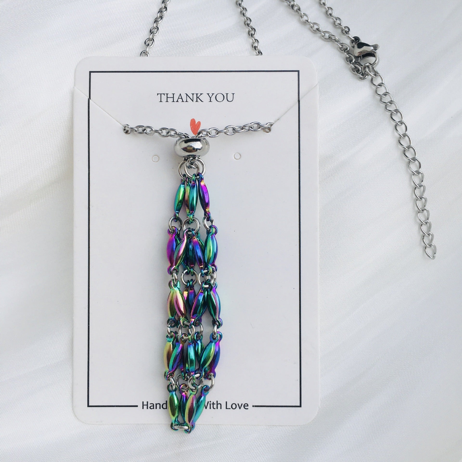 Wholesale Crystal Natural Stone Bamboo Adjustable Stainless Steel Mesh Necklace ACC-NE-RongGuan003