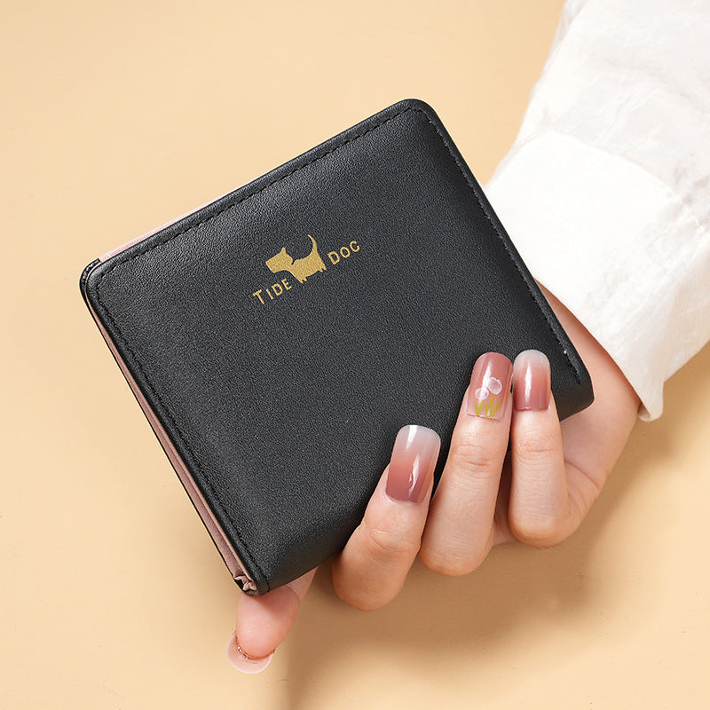 Wholesale Chic Purple Women S Two Fold PU Wallet With Animal Print Fashion Accessory