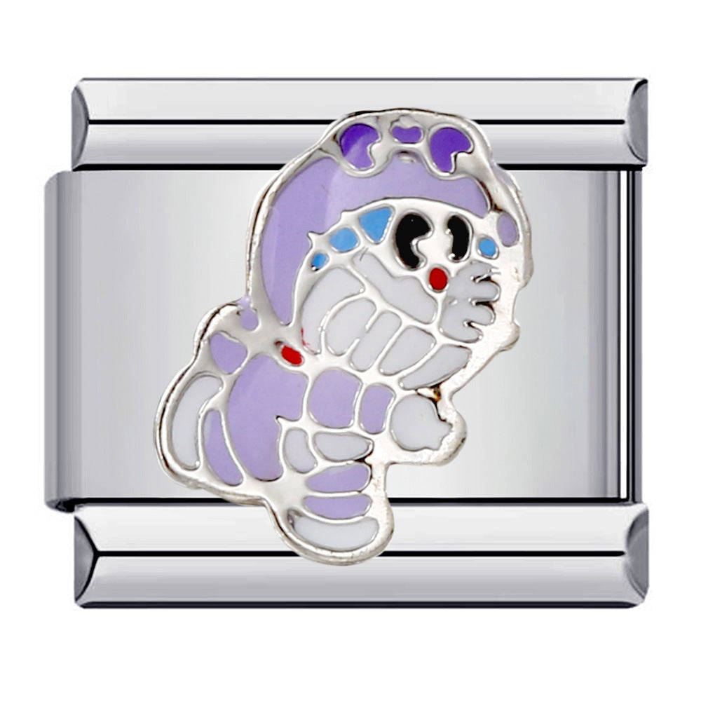 Wholesale Italian Charm Bracelet 9mm DIY Splicing Removable Gold Plated Oil Drop Cartoon Stainless Steel Composable Bracelet