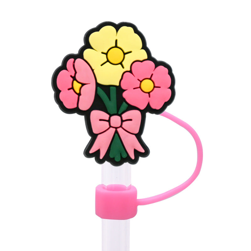 Wholesale Random 100pcs Mother's Day Straw Cover 10MM Straw Tube Cap