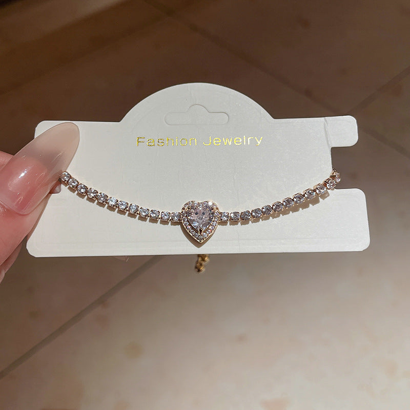 Wholesale Copper Heart-Shaped Zircon Bracelet