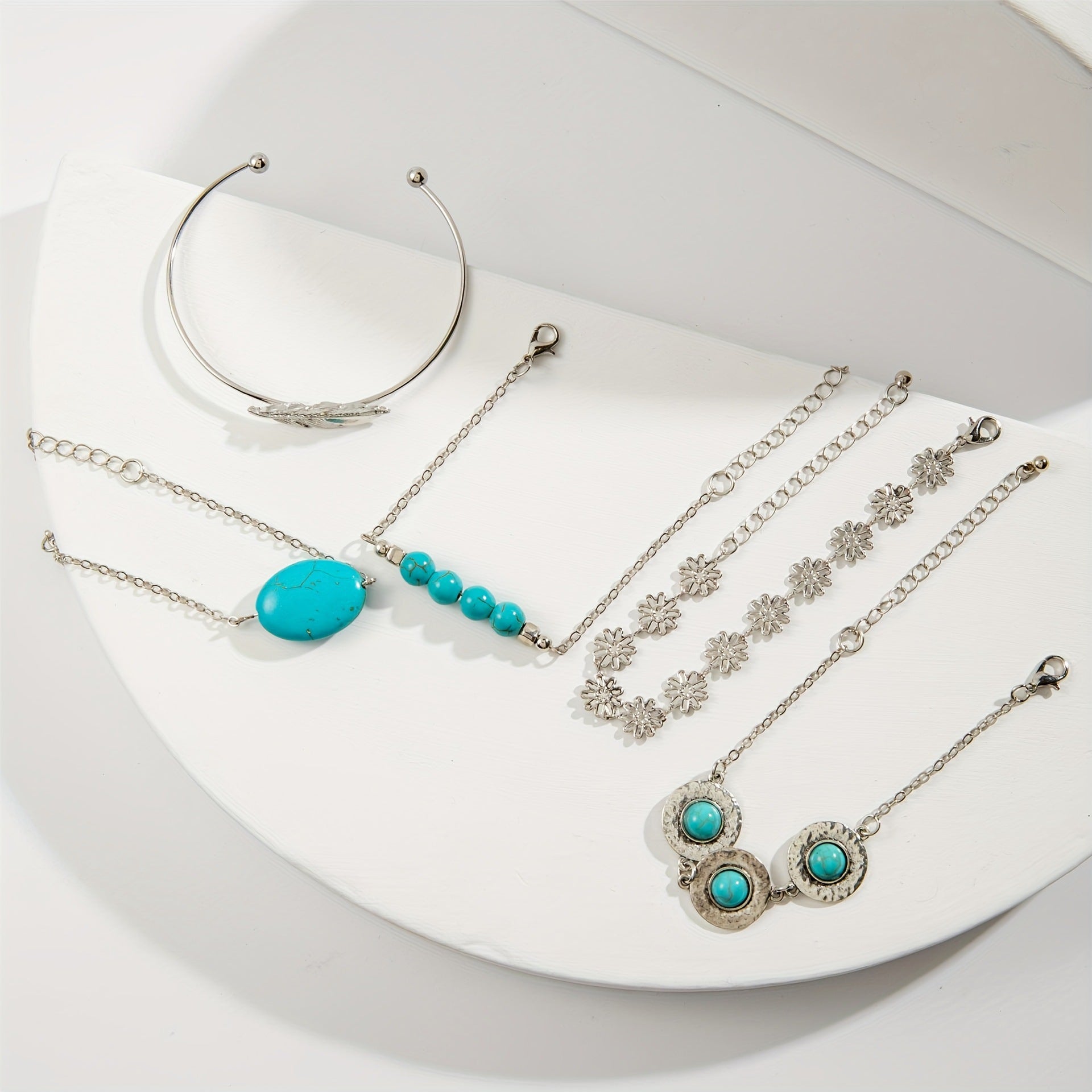 Wholesale Bohemian Turquoise Flower Bracelet Set