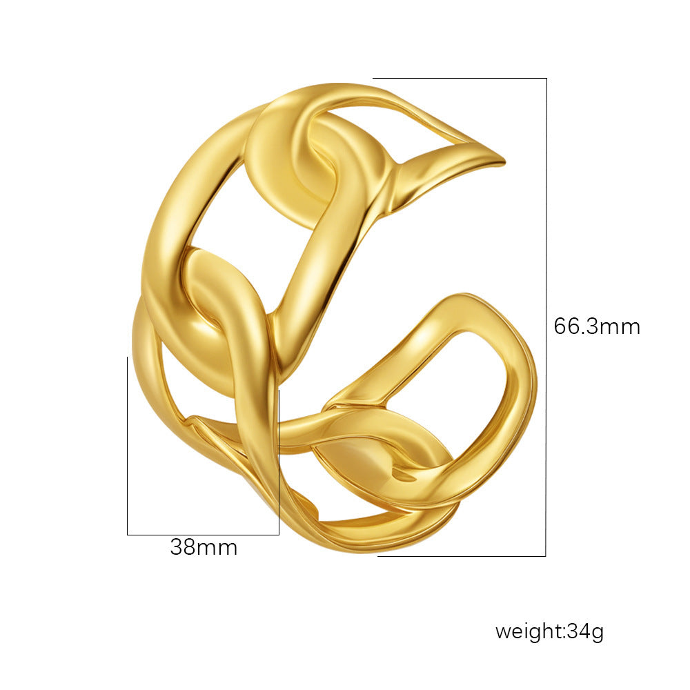 Wholesale Stainless Steel Open C Shape Bangle 18K Gold Plated Fashion Jewelry for Gift Boutique Resale