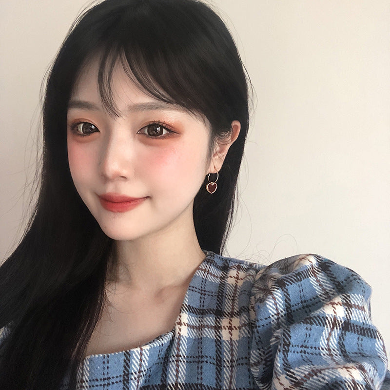 Wholesale Alloy Burgundy Heart Earrings