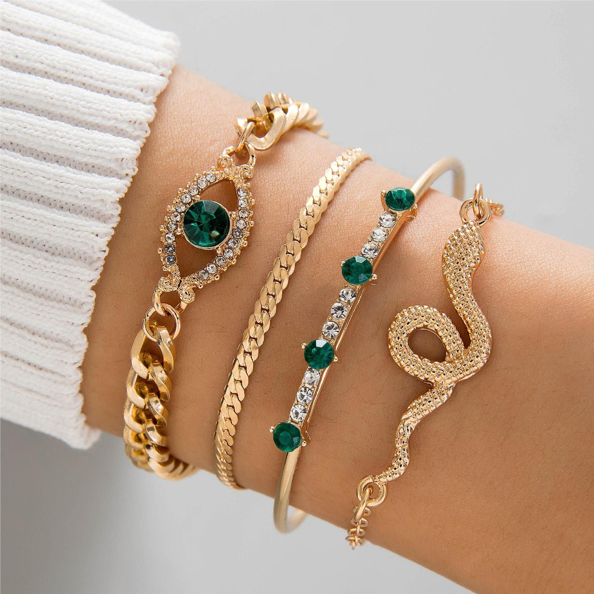 Wholesale  Retro  Gem Love Stacked Bracelet Set
