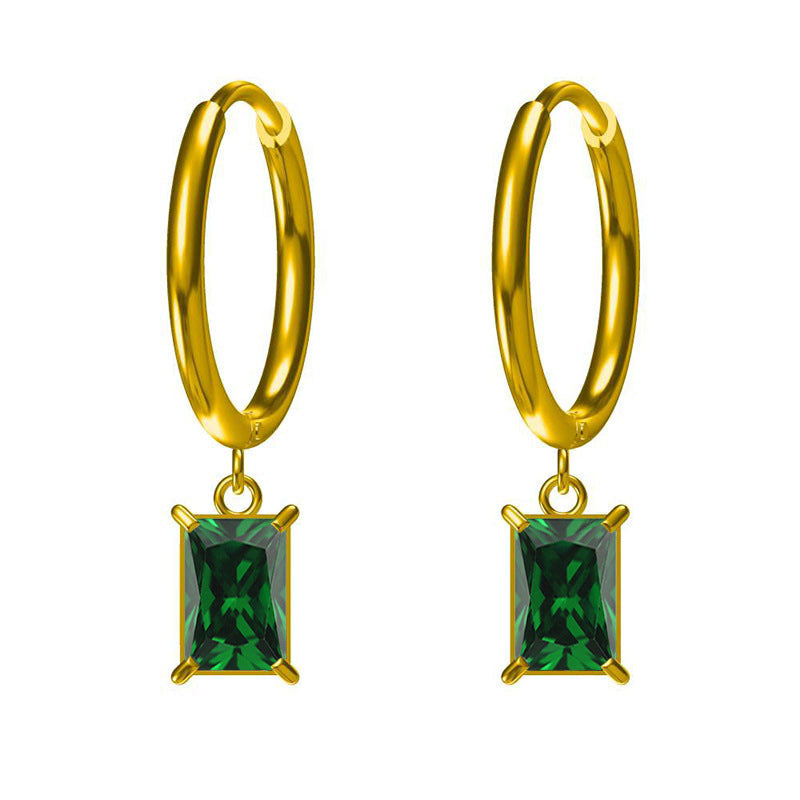Wholesale 2PCS Steel-titanium colored zircon earrings