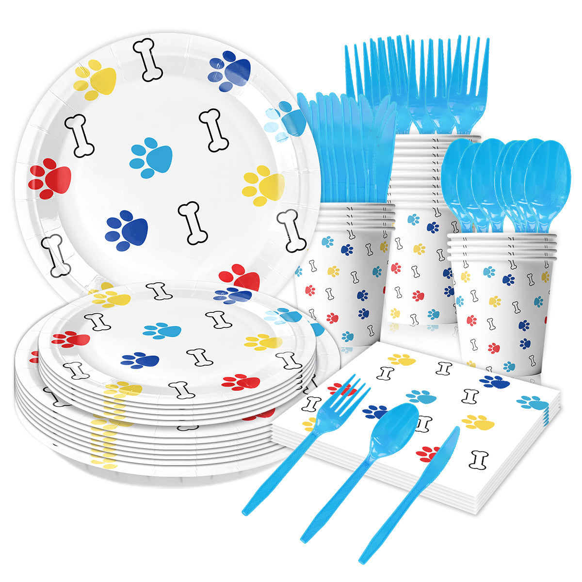 Wholesale Dog Paw Paper Plate Party Supplies Tableware Decoration Paper Set