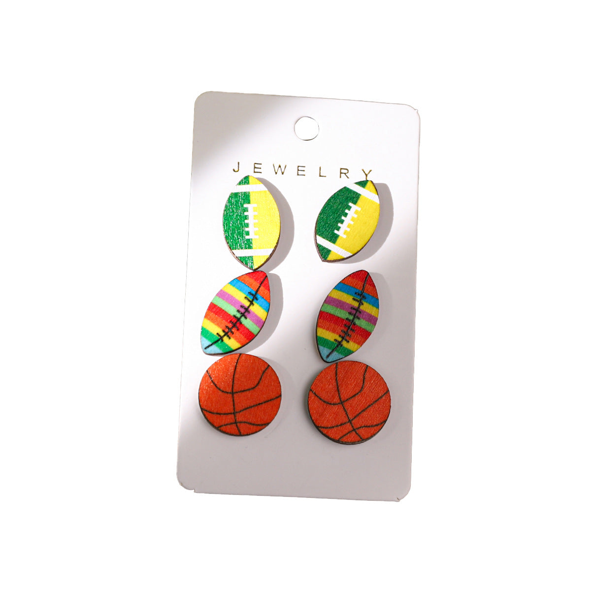 Wholesale Sports Series Baseball Wooden Earrings