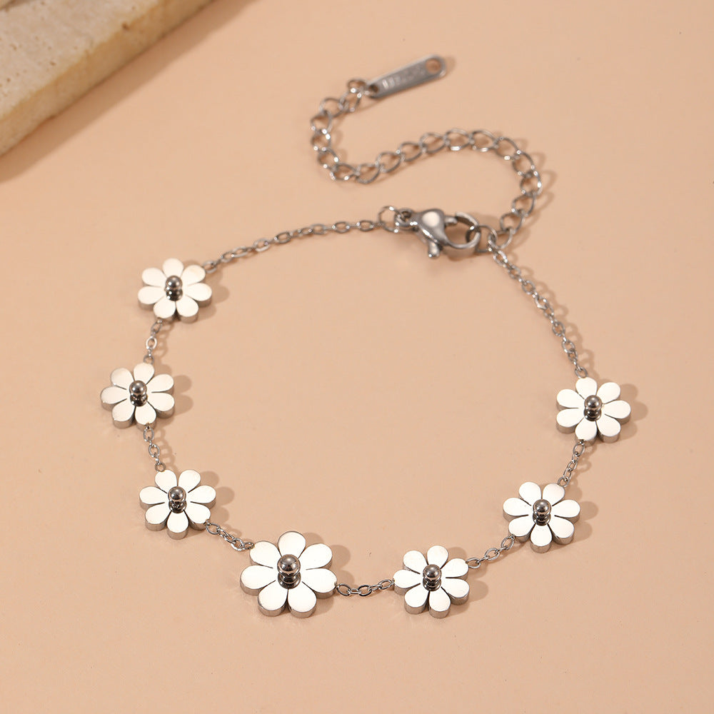 Wholesale Titanium Steel Multi- Stud Earrings,  Necklace,  Anklet,  and Bracelet Set