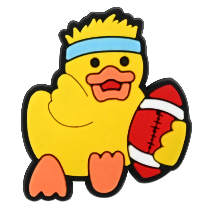 Wholesale Random 100pcs Cute Little Yellow Duck  PVC Soft Rubber Shoe Buckle Decoration