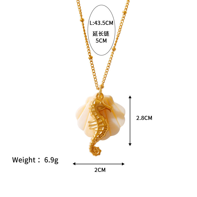 Wholesale  Shell Summer Beach Wind Stainless Steel Shell Starfish Necklace