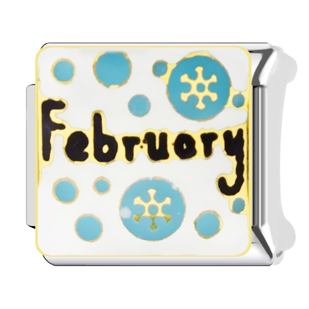 Wholesale Italian Charm Bracelet 9mm DIY  Twelve Zodiac Signs Color-Preserving Blue English   Creative Stainless Steel Composable Bracelet