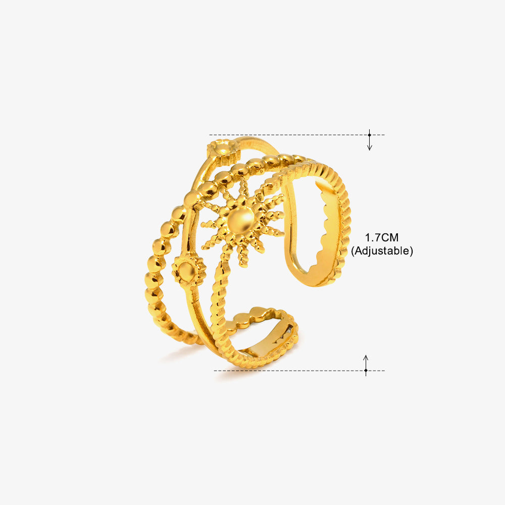 Wholesale Stainless Steel Heart 18K Gold Plated Open Ring