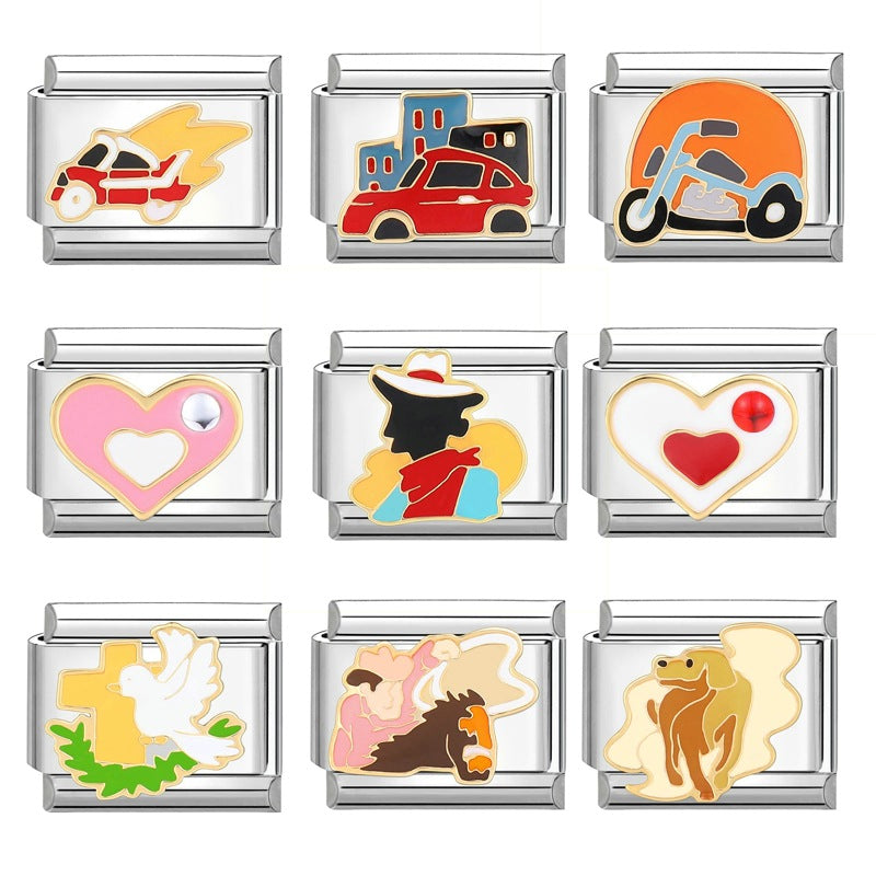 Wholesale Italian Charm Bracelet 9mm DIY Splicing Cute Cartoon Titanium Steel  Composable Bracelet