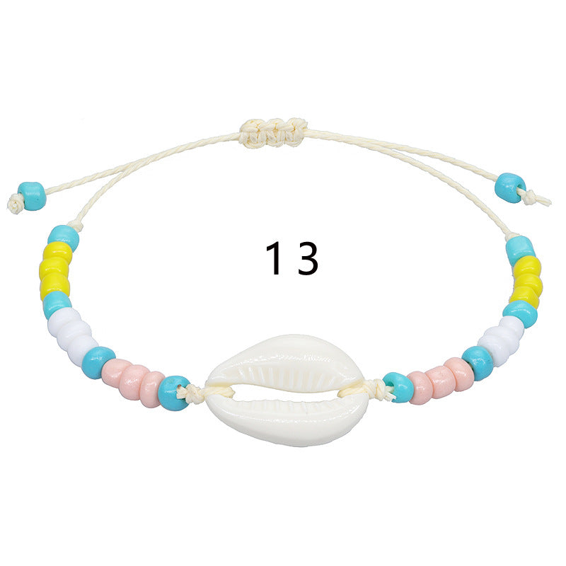 Wholesale Acrylic Shell Bracelet Colorful Rice Bead Weaving Bohemian Hand Rope Bracelet
