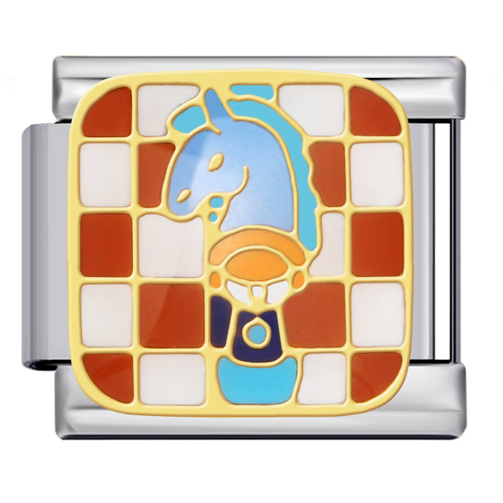 Wholesale Italian Charm Bracelet 9mm DIY Splicing Chess Series Stainless Steel Composable Bracelet