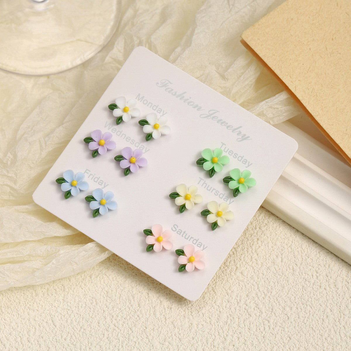 Wholesale Colorful resin flower earrings set