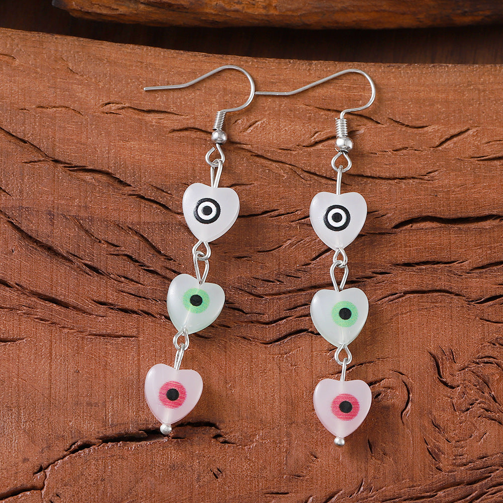 Wholesale Retro Evil Eye Tassel Flower Earrings Zinc Alloy Boutique Resale Jewelry Accessory