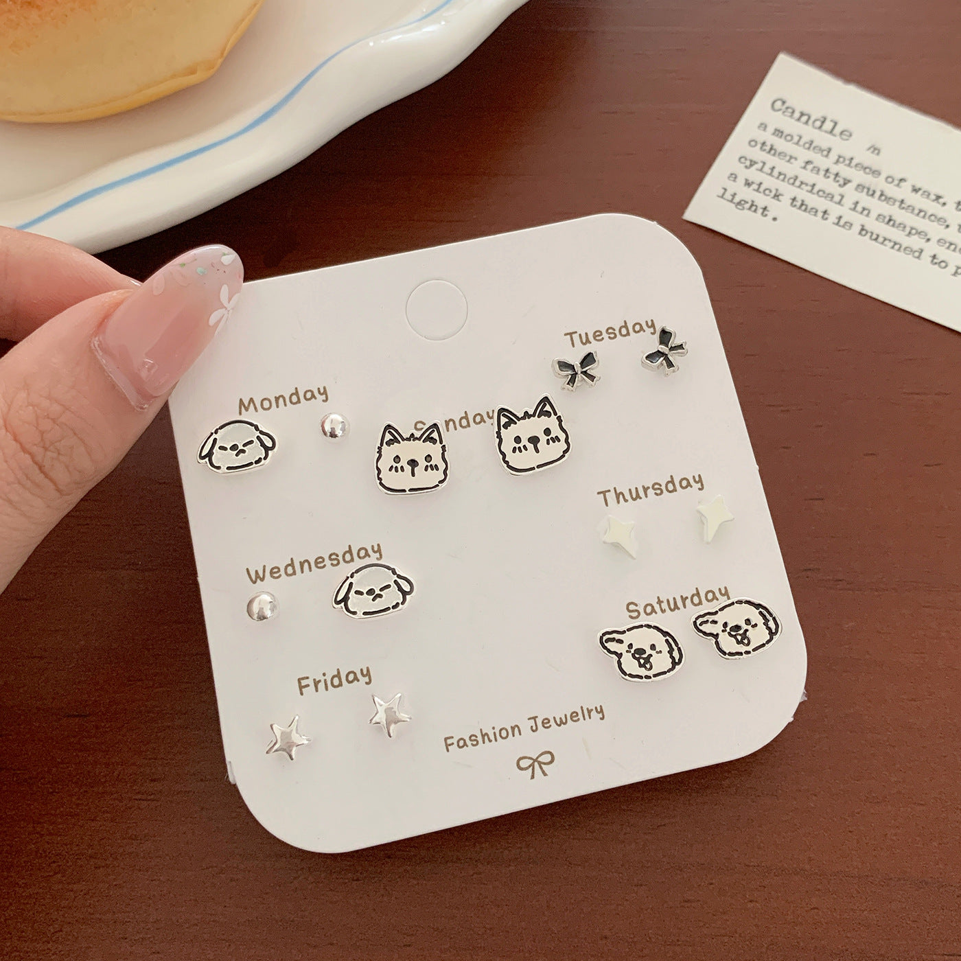 Wholesale Cartoon Cute Small Earrings Set Combination Silver Simple Compact  Earrings