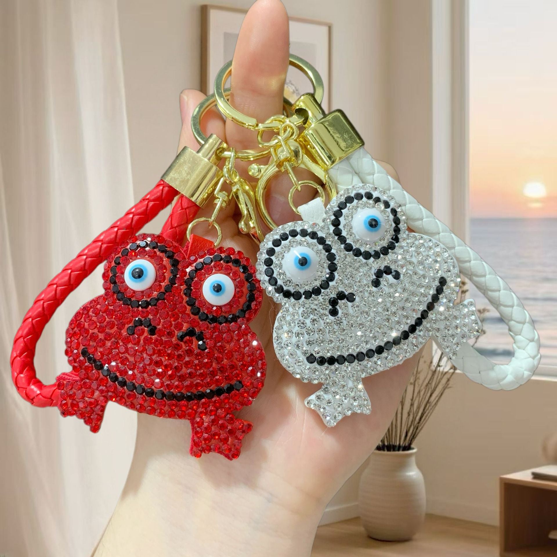 Wholesale Rhinestone Frog Keychain Full Diamond Leather Pendant Wedding Gift Fashion Accessory