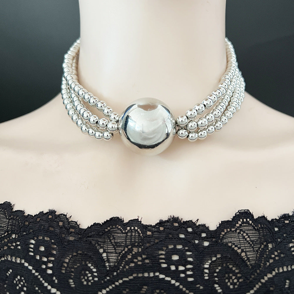 Wholesale Imitation Pearl Layering Choker Necklace White Large Bead Trendy Boutique Resale Jewelry Accessory
