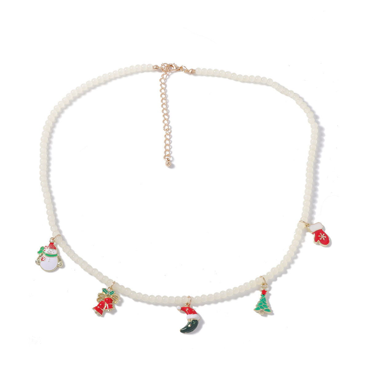 Wholesale Cartoon oil drop alloy Christmas tree bell glass bracelet