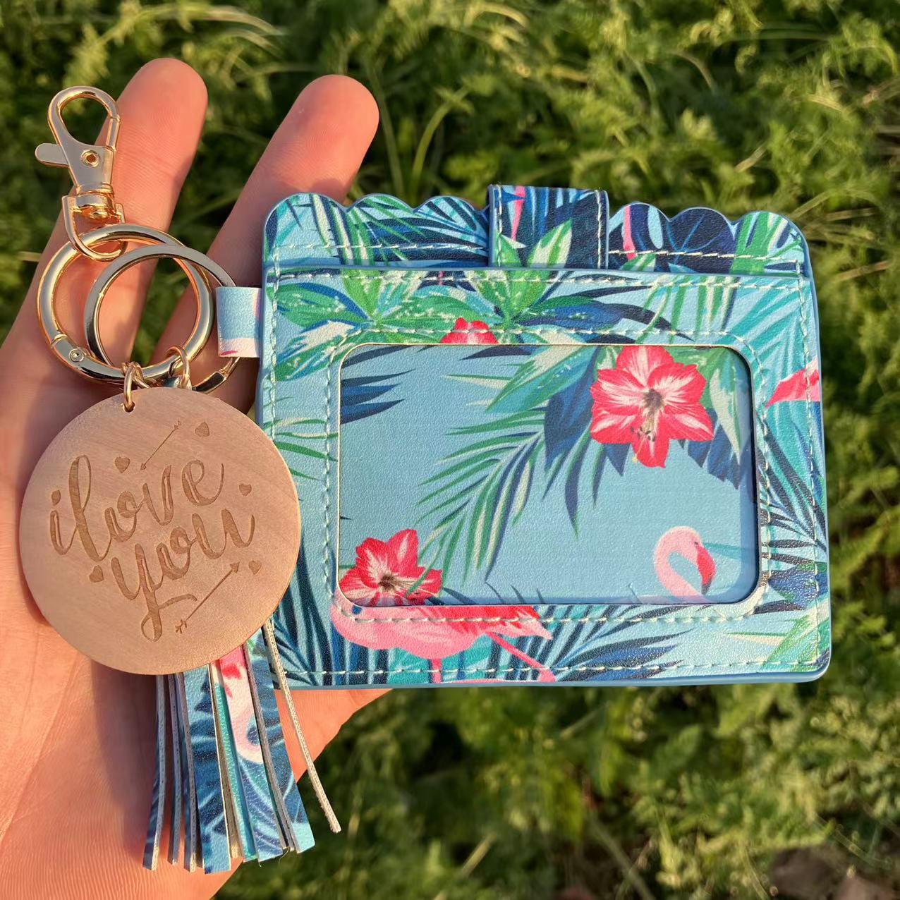 Wholesale Butterfly Leopard Cactus Tie Dye Card Holder Keychain Wristlet Keychain ACC-KC-QiuXue016