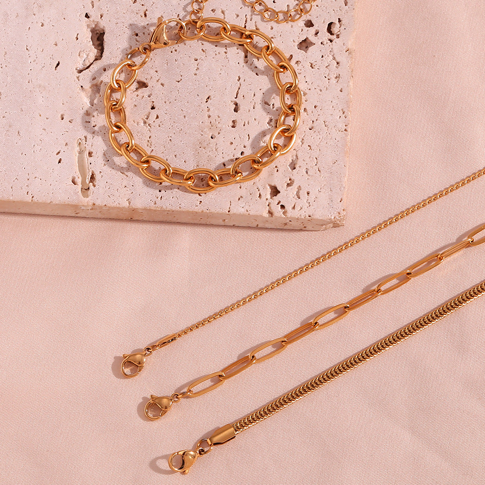 Wholesale Geometric Stainless Steel Chain Bracelet with Gold Plating,  Fashion Accessory for Women,  Boutique Resale Gift