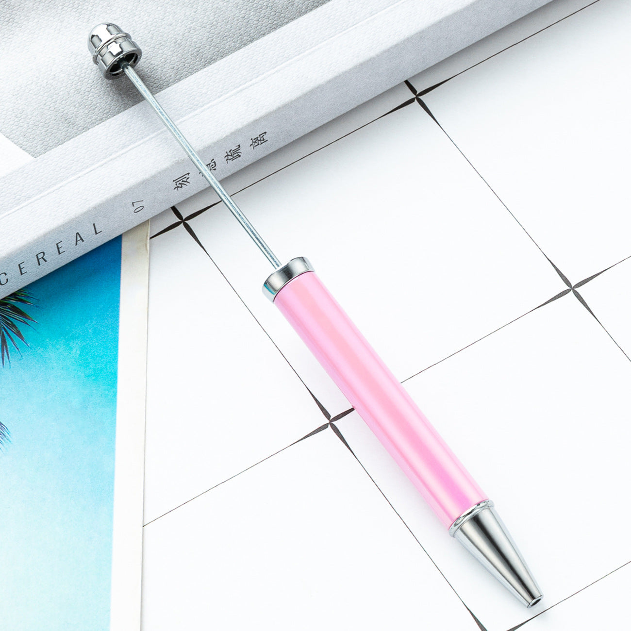 Wholesale Beadable Pens UV Electroplating Color Plastic DIY Beaded Pens Solid Color Pens