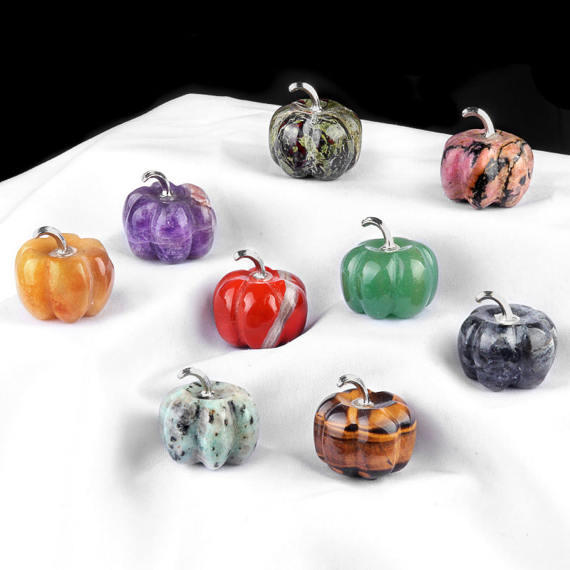 Wholesale 30mm Pumpkin Natural Crystal Stone Halloween Pendant ACC-PT-KeSuo005