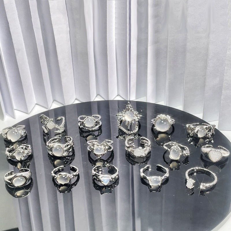 Wholesale texture Opal personality open ring