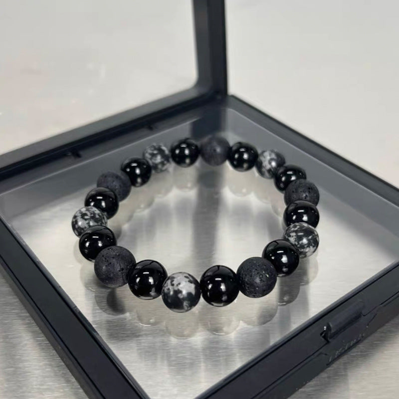 Wholesale Dark Style Obsidian Beaded Bracelet Natural Stone ACC-BT-NS002