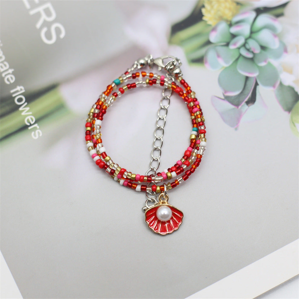 Wholesale Colorful Beaded Necklace Bohemian Shell Pearl Clavicle Necklace