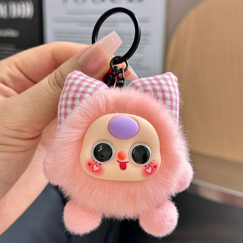Wholesale Cute Faux Rex Rabbit Fur Little Coal Ball Bag Charm