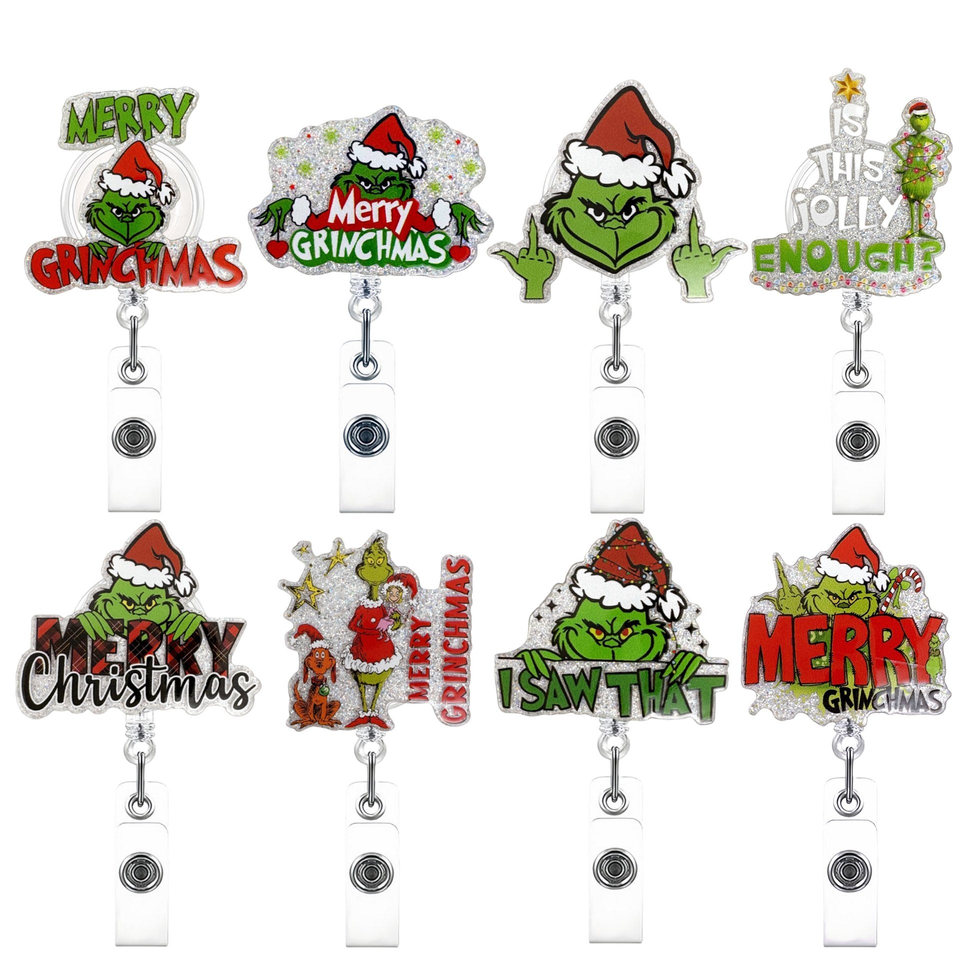 Wholesale  Christmas Cartoon Green Monster Badge Reels Keychains